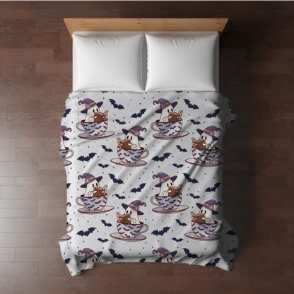 Blanket - Halloween - Reading Book Ghost Teacup - PREORDER 7/29-8/1