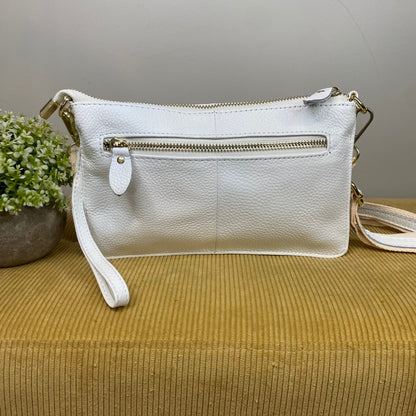 Megan Clutch Crossbody - Genuine Leather - White - LAST ONE LEFT