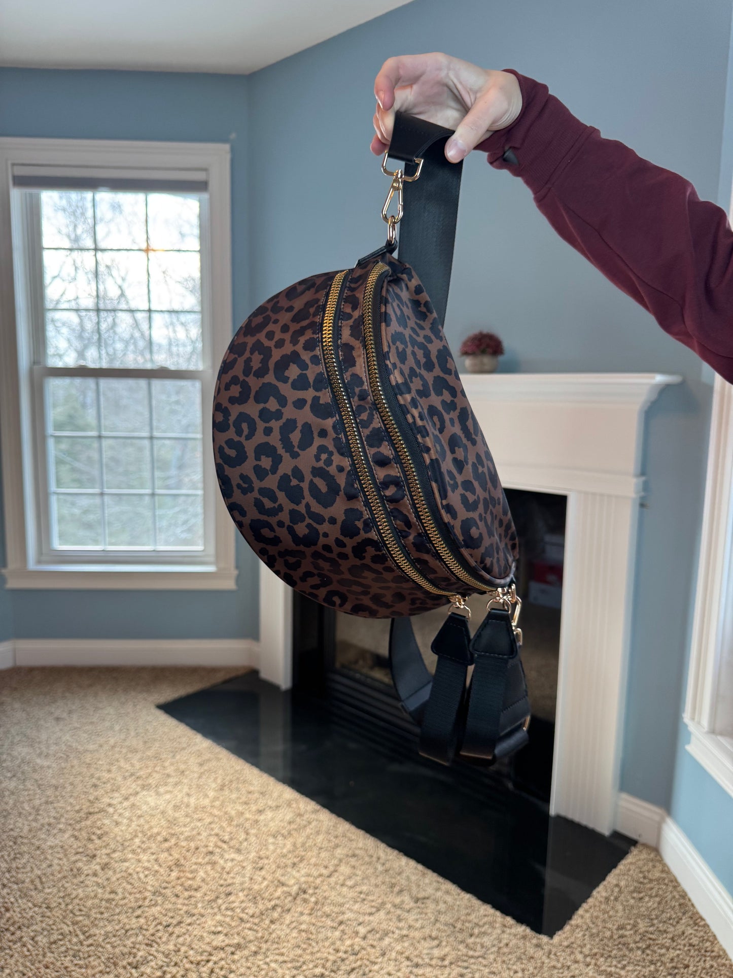 The Roni Nylon Crossbody - Animal Print Black & Caramel