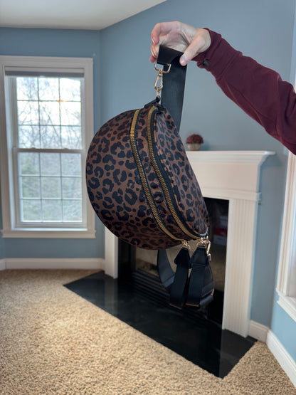 The Roni Nylon Crossbody - Animal Print Black & Caramel