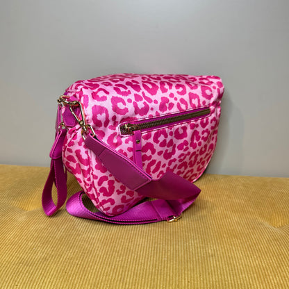 The Roni Nylon Crossbody - Animal Print Hot Pink