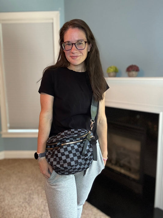 Roni - Nylon Crossbody - Black + Grey