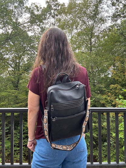 Denim Suede Brooke Backpack + Pouch