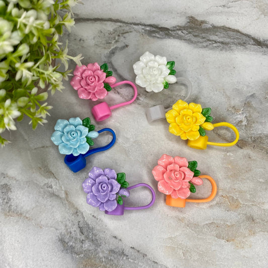Acrylic & Silicone Straw Toppers Tumbler - Rose Mix