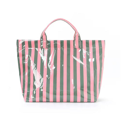 The April Vinyl Tote Bag - Stripes