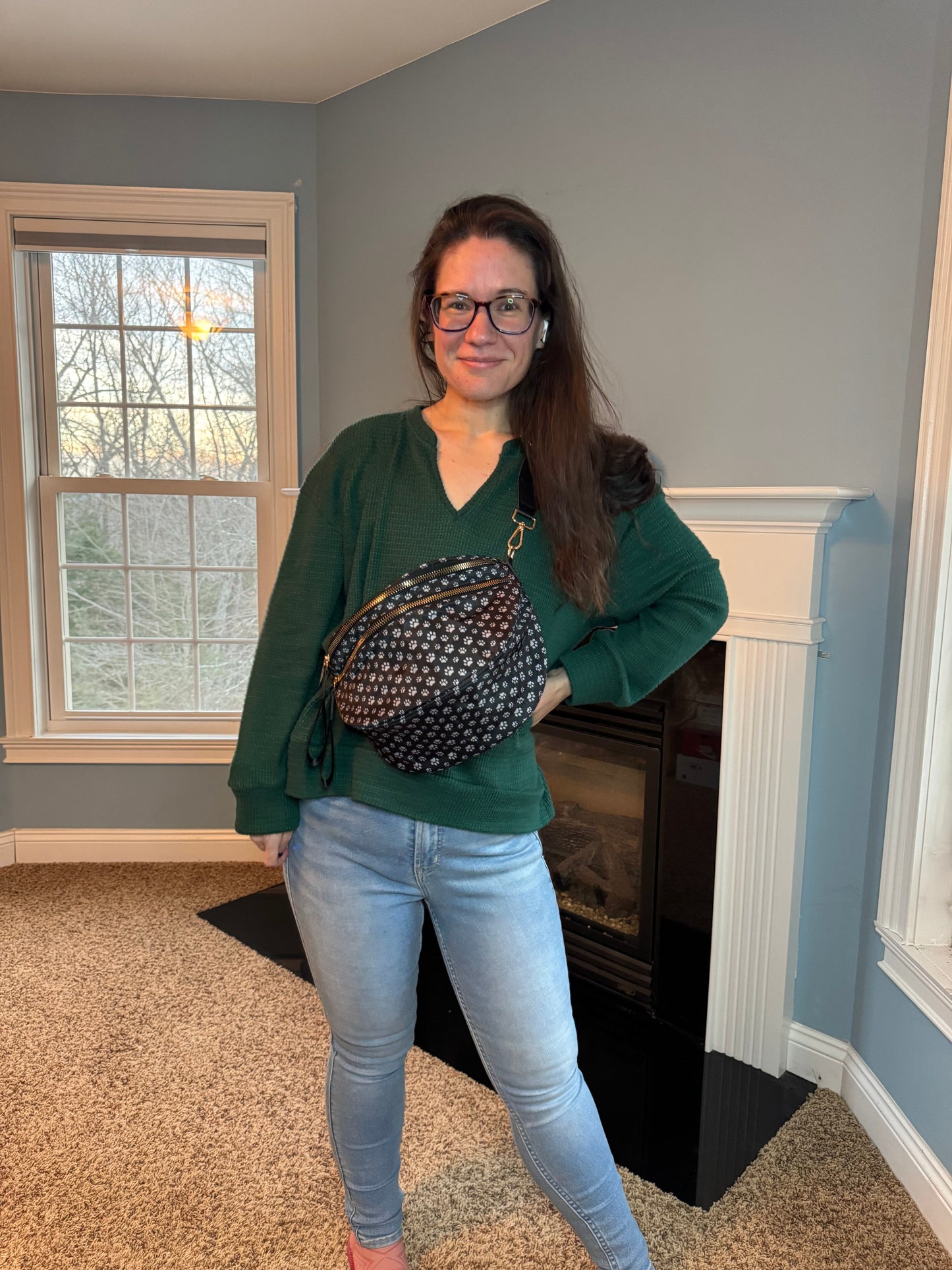 Roni - Nylon Crossbody - Black & Grey Paw