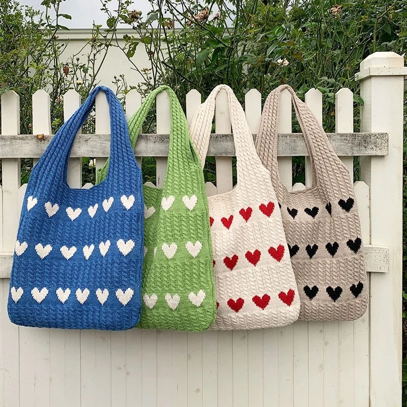 Heart Tote Bag - Knit Sweater