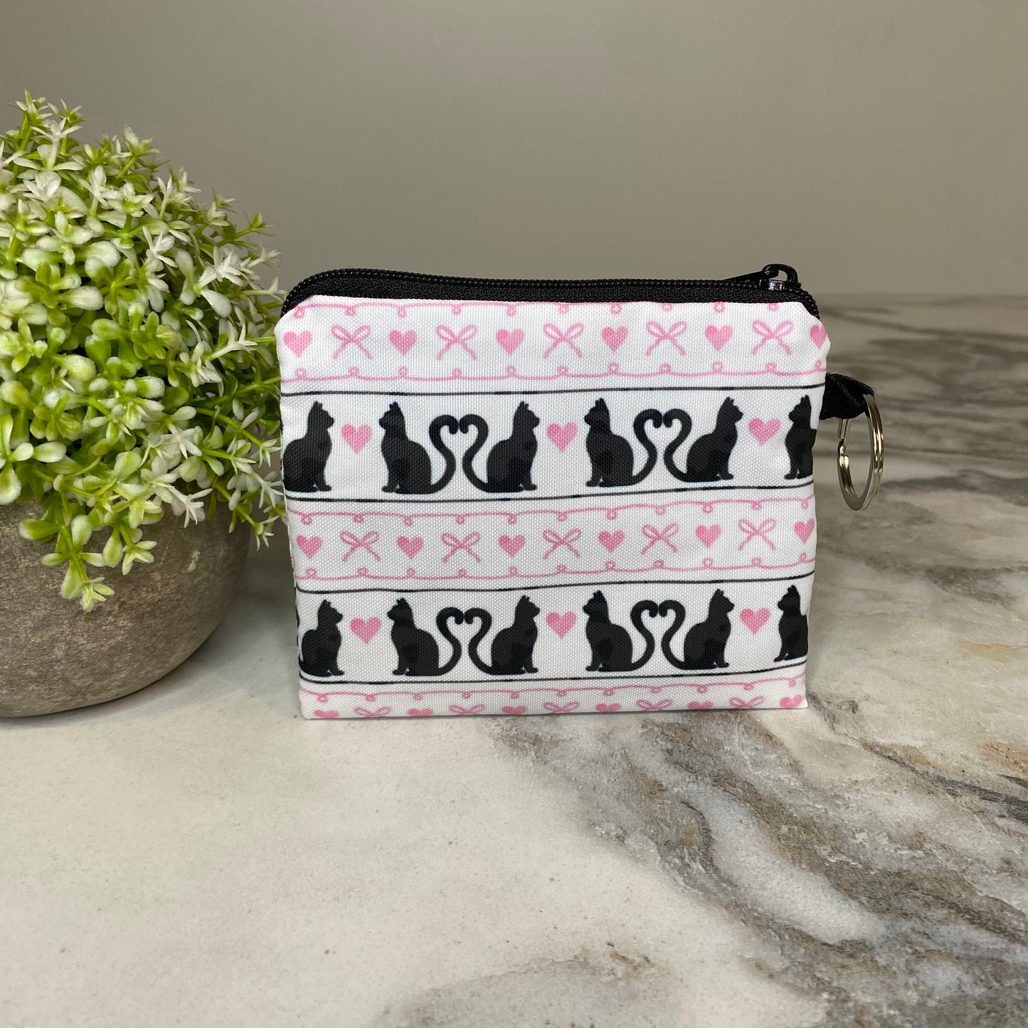 Mini Pouch - Cats Heart Bow