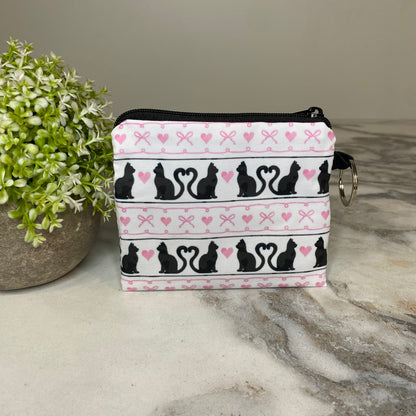 Mini Pouch - Cats Heart Bow