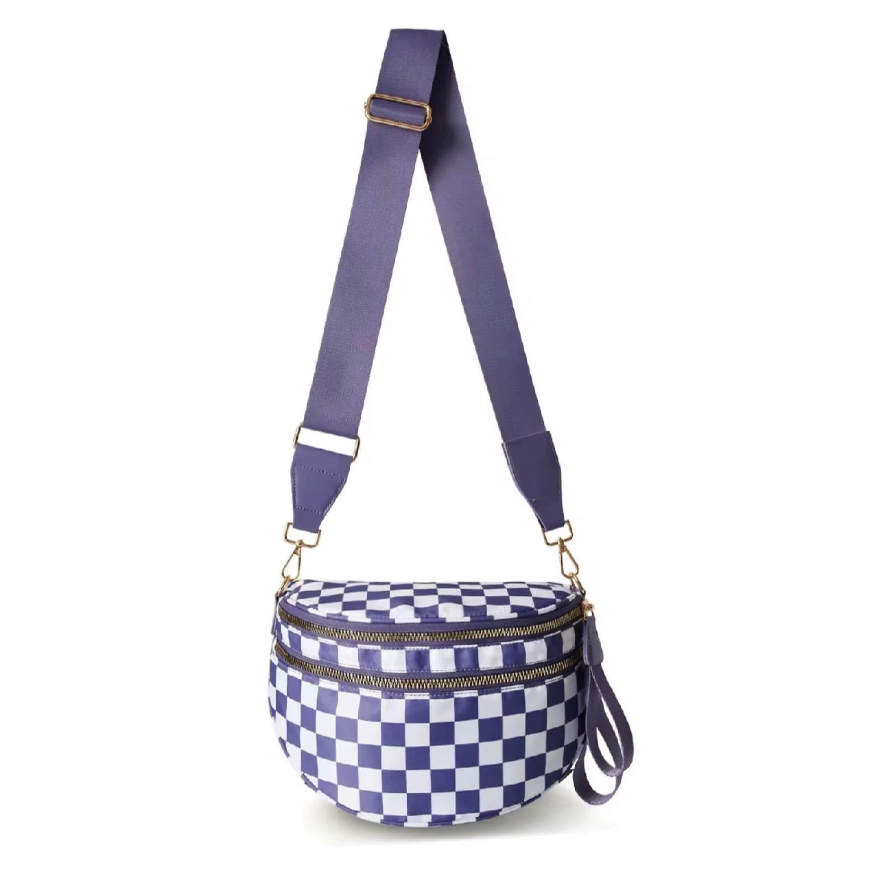 Roni - Checkered - Nylon Crossbody - Cloud Purple