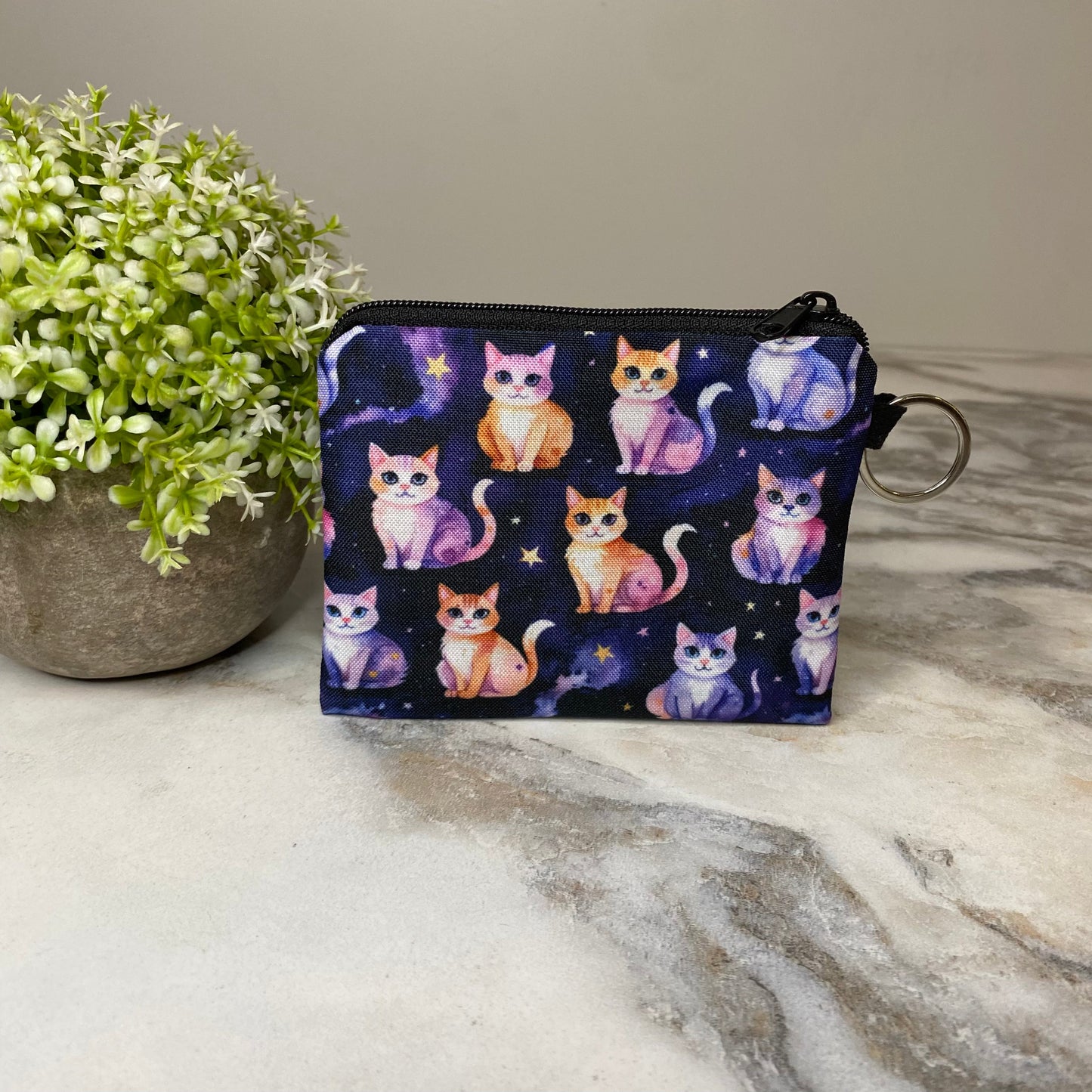 Mini Pouch - Cats Orange Purple Galaxy
