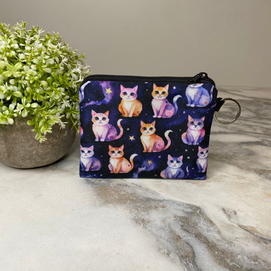 Mini Pouch - Cats Orange Purple Galaxy
