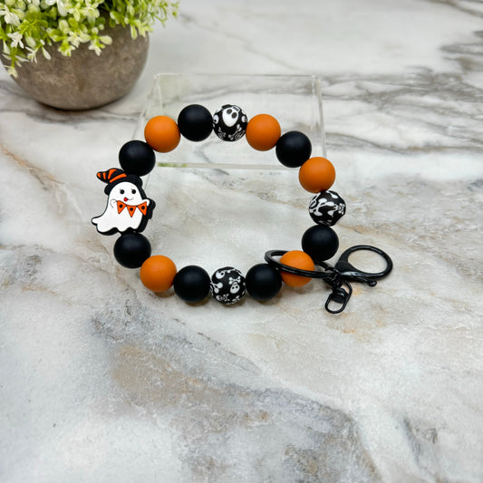 Silicone Bracelet Keychain - Halloween - Ghost Banner