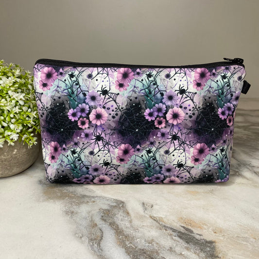 Pouch - Spider Web Floral Purple Pink Teal