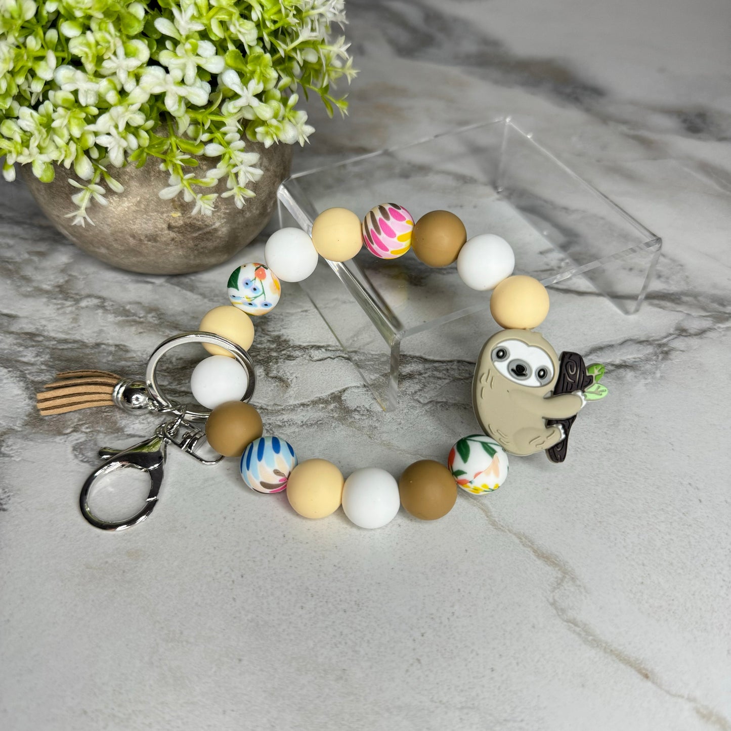 Silicone Bracelet Keychain - Tropical Sloth MNC