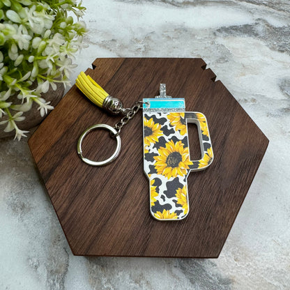 Keychain - Tumbler - Sunflower Cow