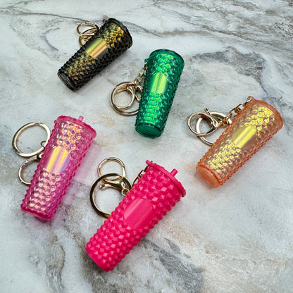 Keychain - Studded Tumbler - Pink Holographic