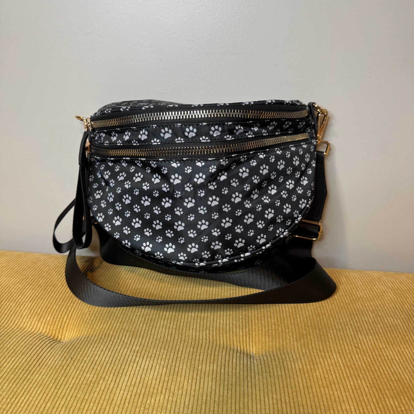 Roni - Nylon Crossbody - Black & Grey Paw - PREORDER