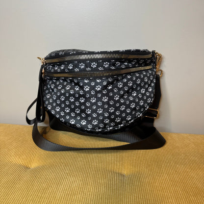 Roni - Nylon Crossbody - Black & Grey Paw - PREORDER