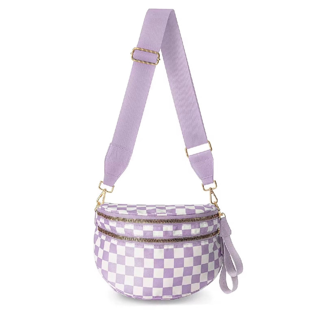 Roni - Checkered - Nylon Crossbody - Light Purple