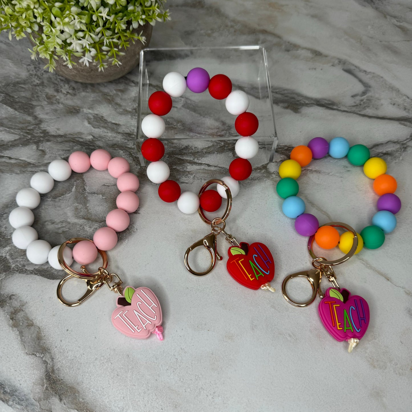 Silicone Bracelet Keychain - Teach Magenta MNC