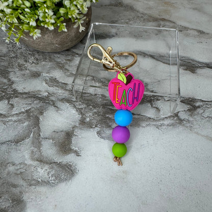 Keychain - Silicone Bead - Teach, Magenta MNC