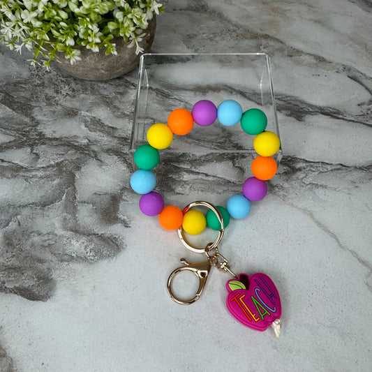 Silicone Bracelet Keychain - Teach Magenta MNC