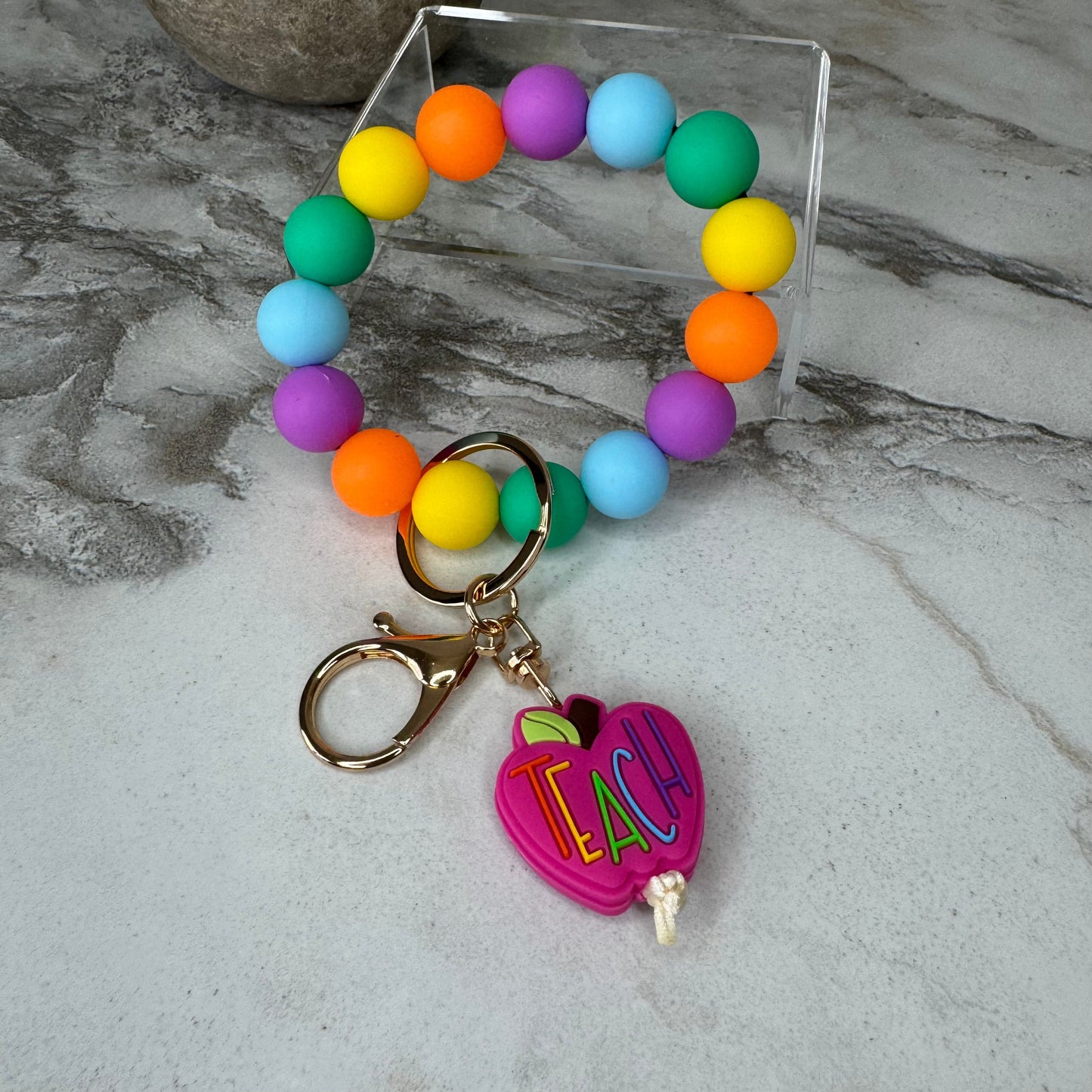 Silicone Bracelet Keychain - Teach Magenta MNC