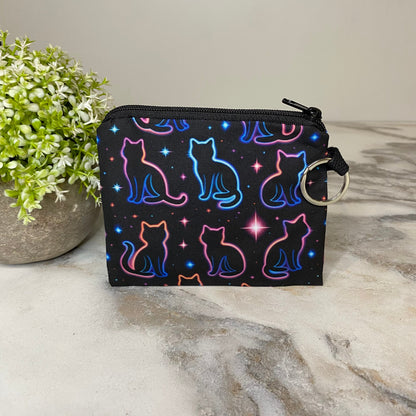 Mini Pouch - Halloween Fall - Neon Cat Outline