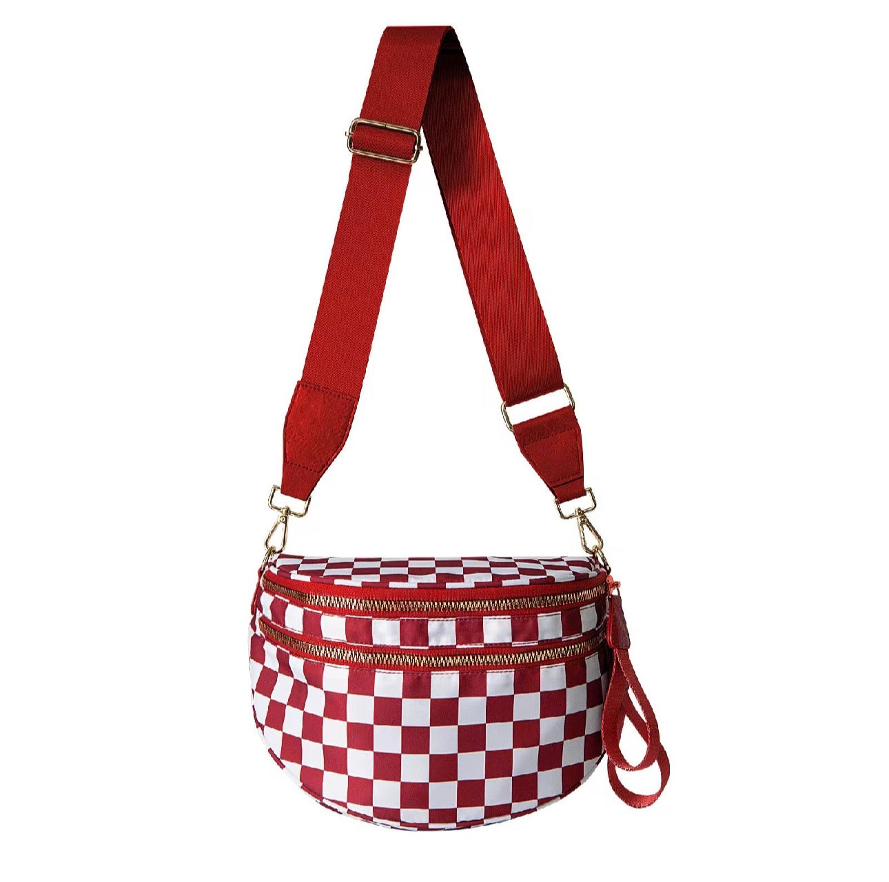 Roni - Checkered - Nylon Crossbody - Red