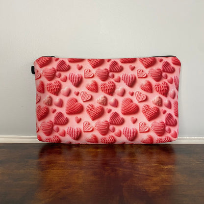 Pouch - Valentine’s Day - All Pink Knit Hearts