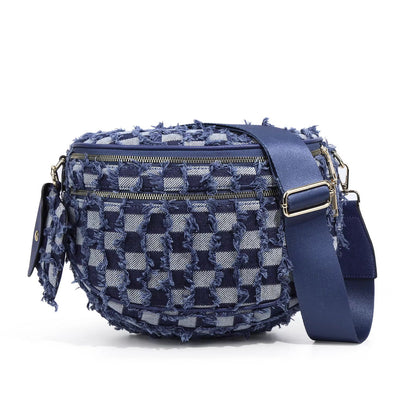 The Roni Nylon Crossbody - Checkered Denim - PREORDER ends 12/2