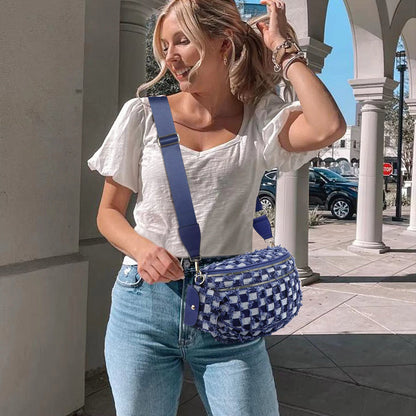 The Roni Nylon Crossbody - Checkered Denim - PREORDER ends 12/2