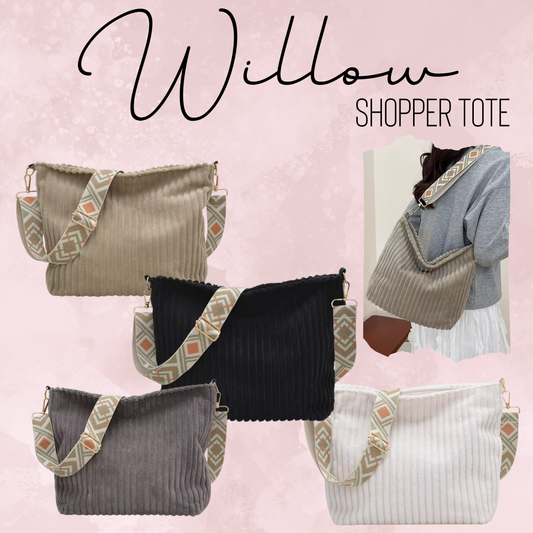 Willow - Corduroy Shopper Purse - PREORDER 7/16-7/19