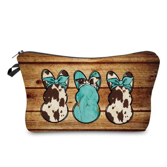 Pouch - Easter - Western Cow Turquoise Bunnies MNC