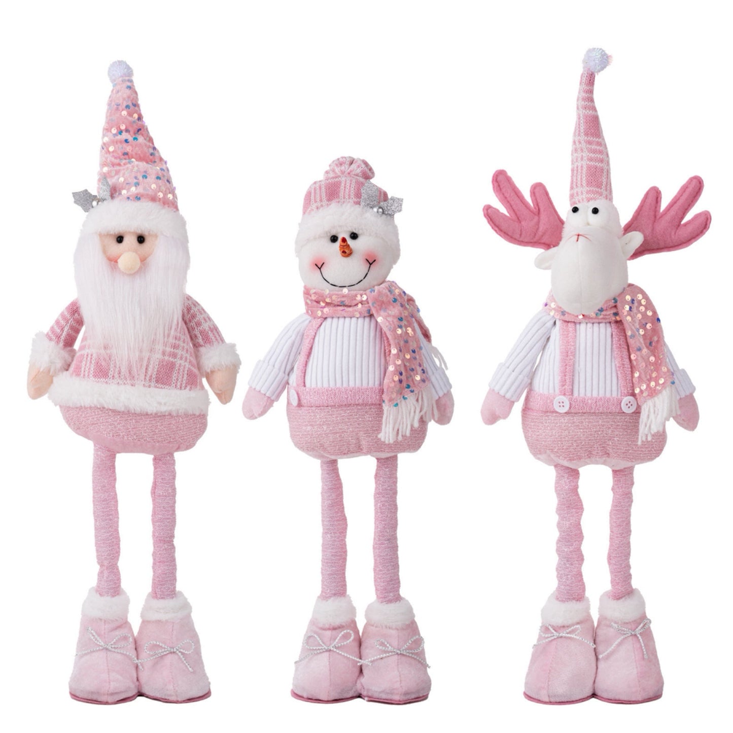 Telescopic Standing Christmas Decor - Pink & White