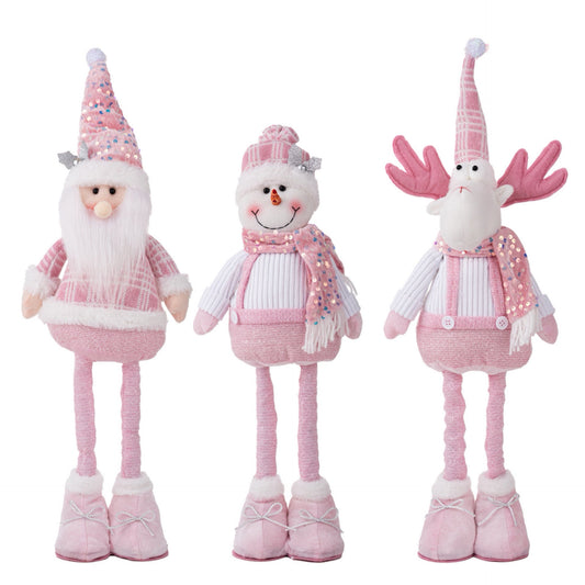 Telescopic Standing Christmas Decor - Pink & White