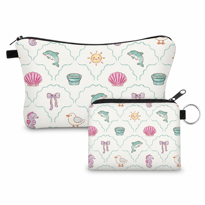 Bundled Set - Pouch & Mini Pouch - Summer Cute Scallop Things