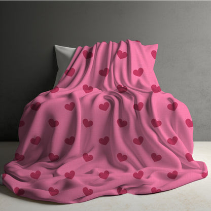 Blanket - Valentine’s Day - Pink with Maroon Hearts