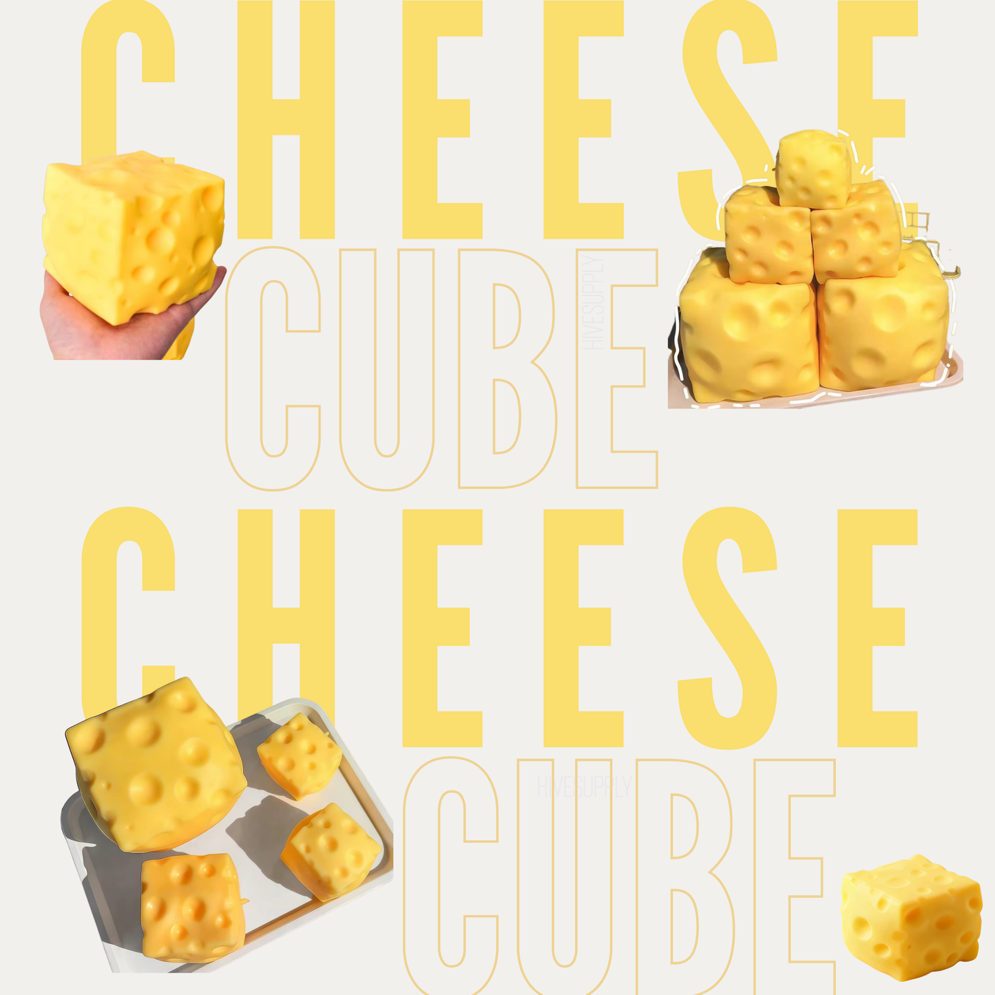 Stress Squishy Toy - Cheese Cube (3 Sizes!)