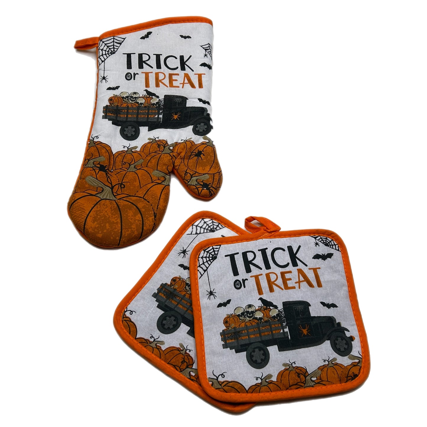 Halloween Truck 3 pc Oven Mitt Set MNC