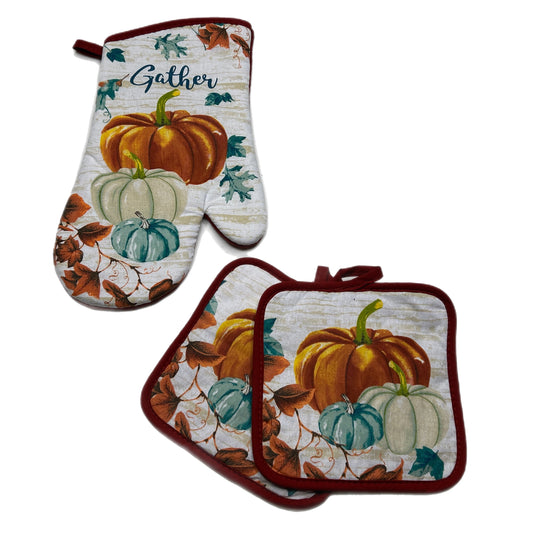 Fall Pumpkins 3 pc Oven Mitt Set MNC