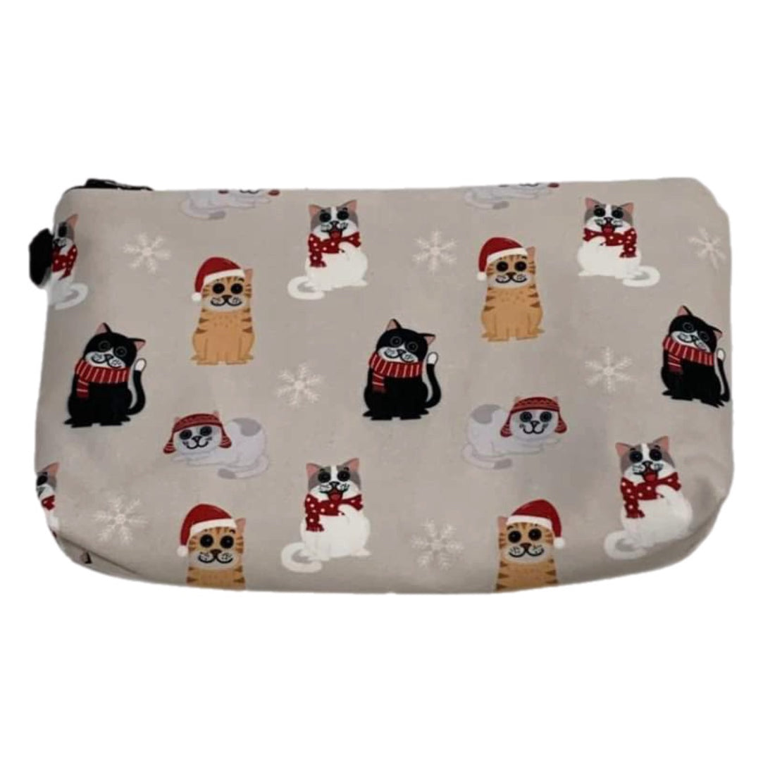 Pouch - Christmas Cats on Tan MNC