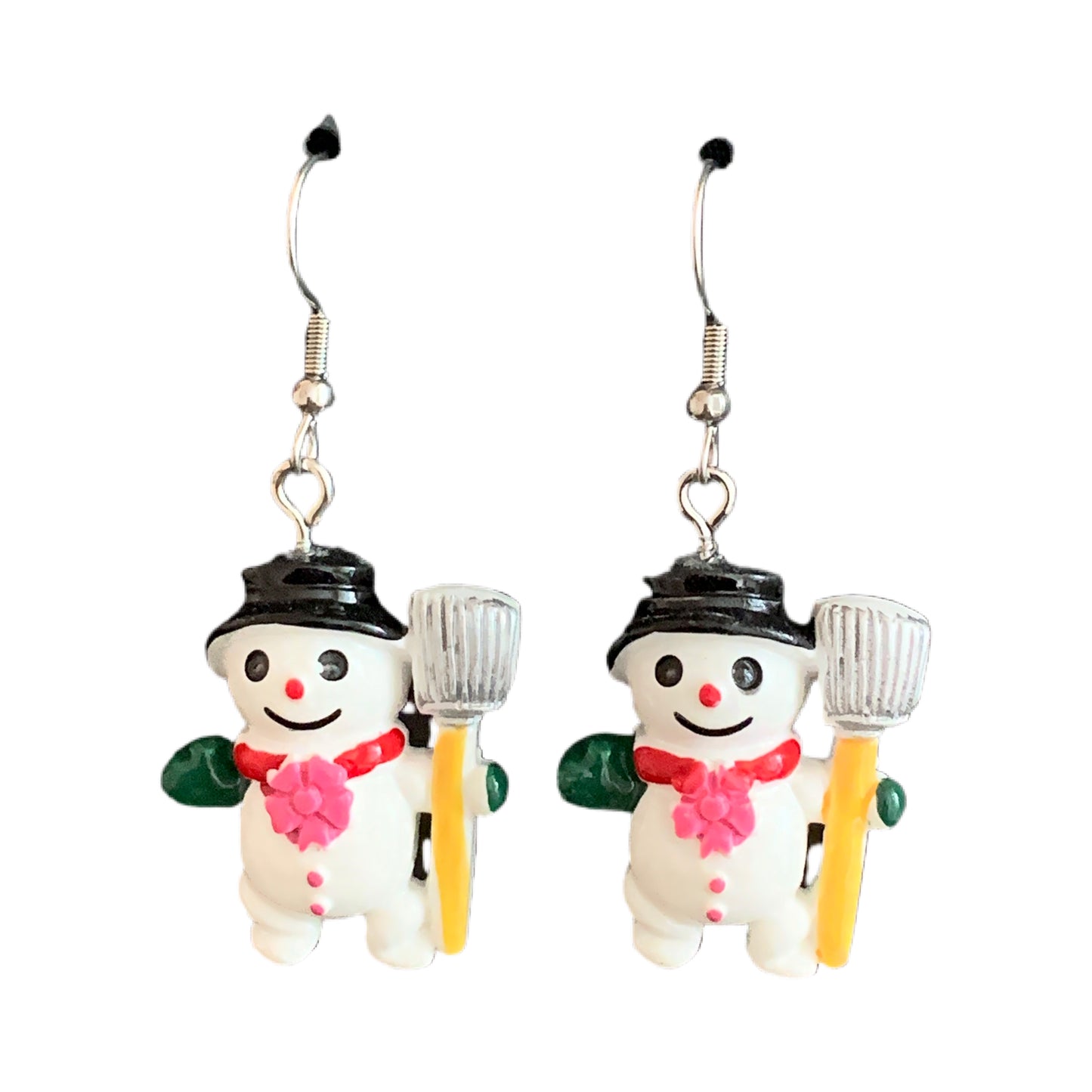 Acrylic Dangle Earrings Christmas Snowman-Broom MN