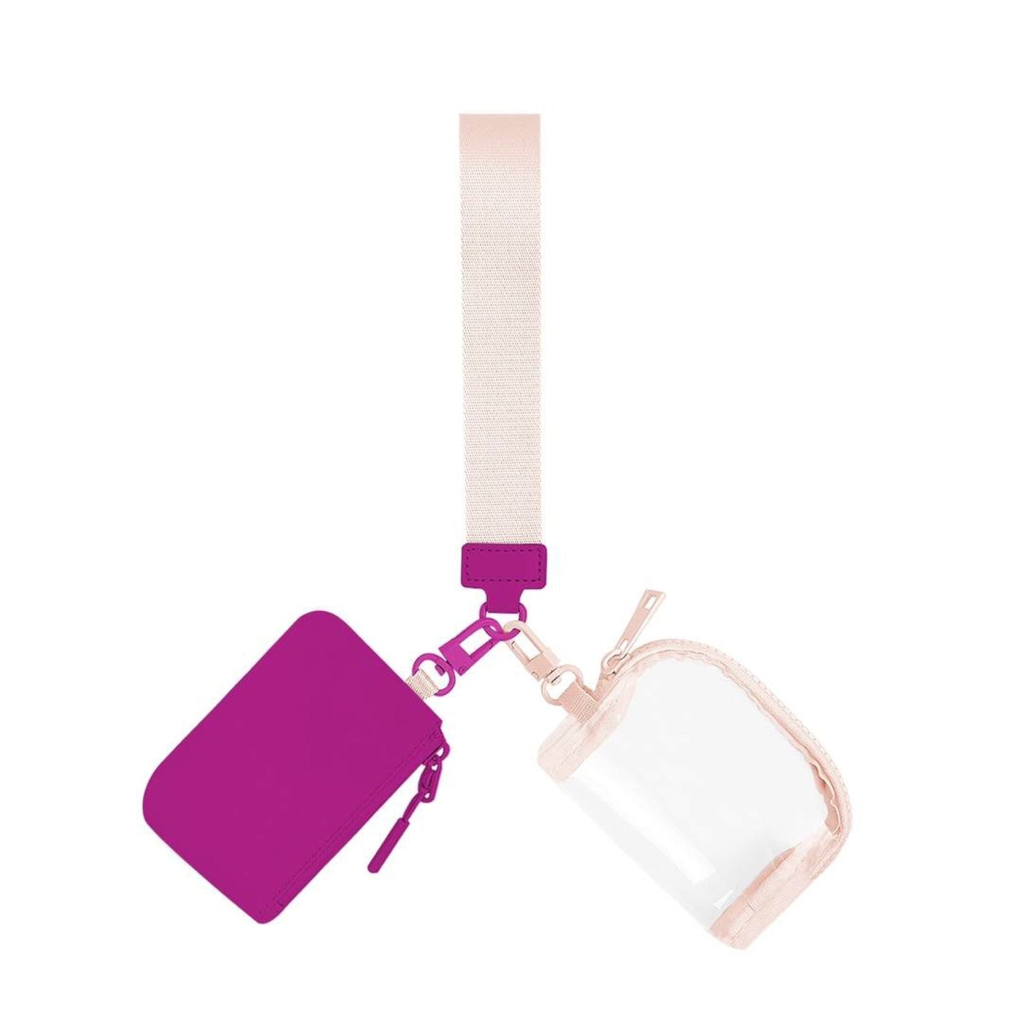 Nylon + Clear Wristlet Double Mini Pouch Set