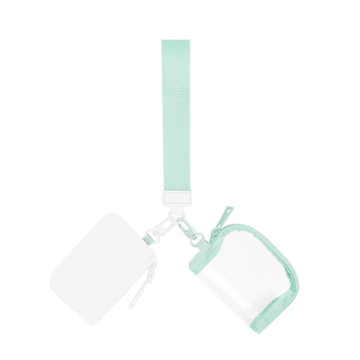 Nylon + Clear Wristlet Double Mini Pouch Set