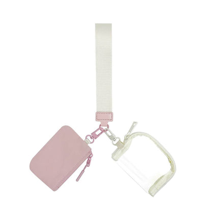 Nylon + Clear Wristlet Double Mini Pouch Set