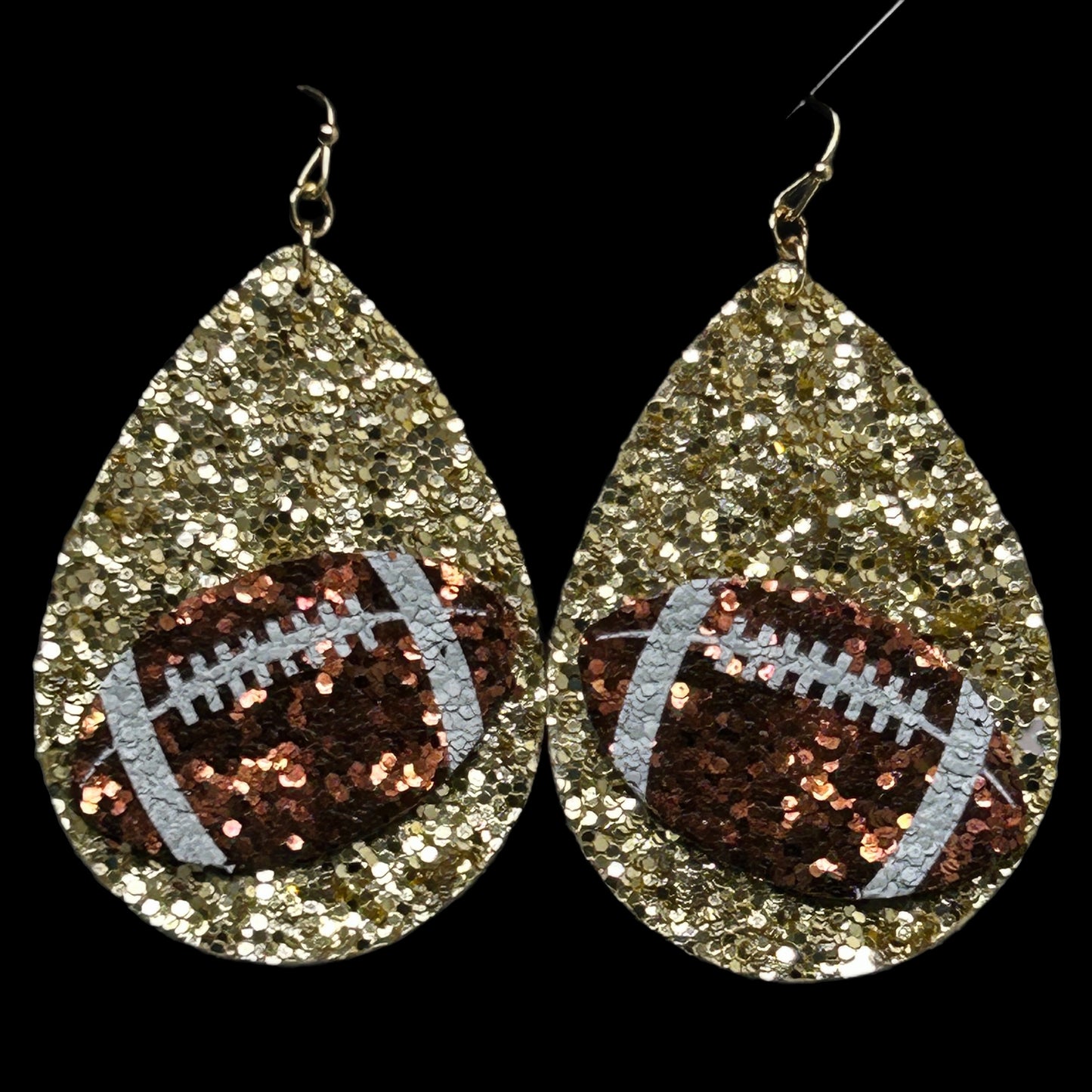 Faux Leather Football Gold Earrings MNC