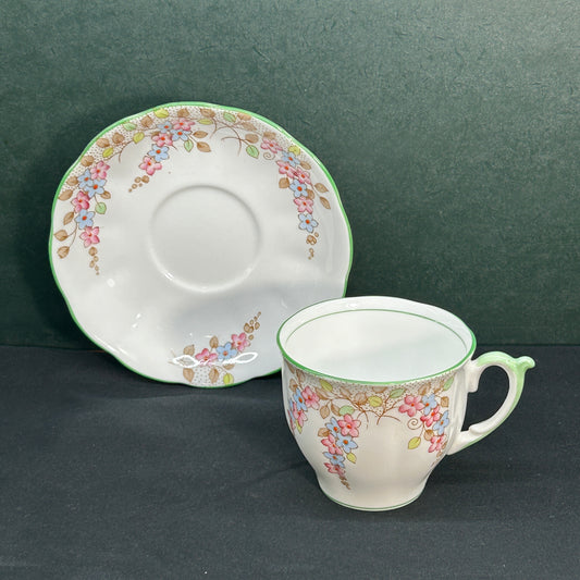 English Bell China - Hanging Flowers Vintage Teacup and Saucer