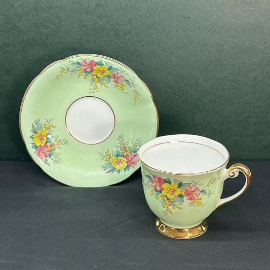 Windsor Bone China Mint Green Teacup and Saucer